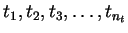 $t_1, t_2, t_3, \ldots, t_{n{_t}}$