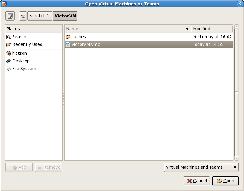 Open .vmx using VMware