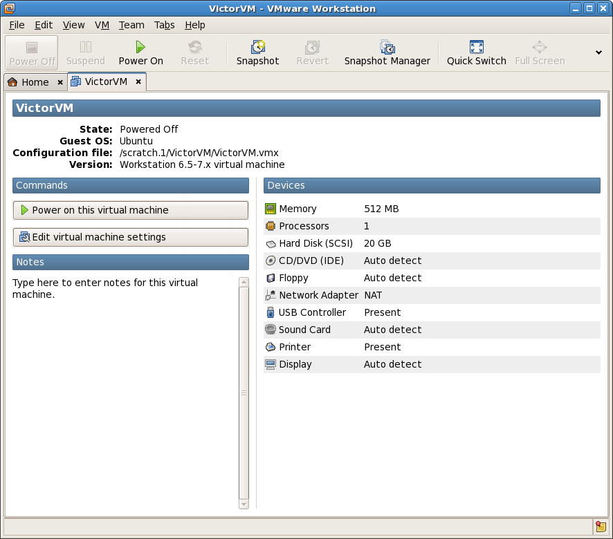 Power on the virtual machine