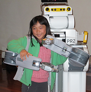 Girl in robot
						    embrace